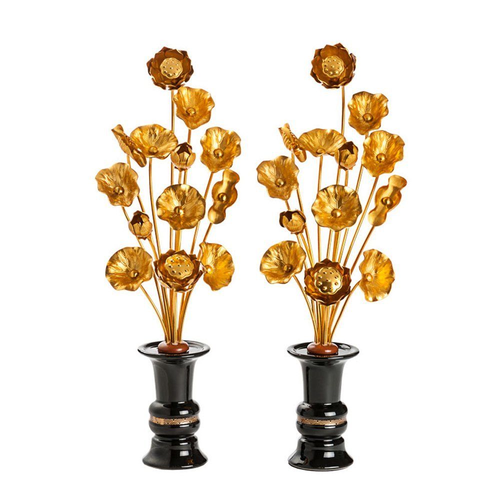 新品 常花 仏花 常花セット お盆用品 蓮花 はすはな 仏具 ロータス 蓮 花びん付き 花立付き 左右一対 金メッキ 金色蓮華 仏壇 仏具 仏前 法事 法要 お盆 命日 飾り お彼岸 お花 お供え