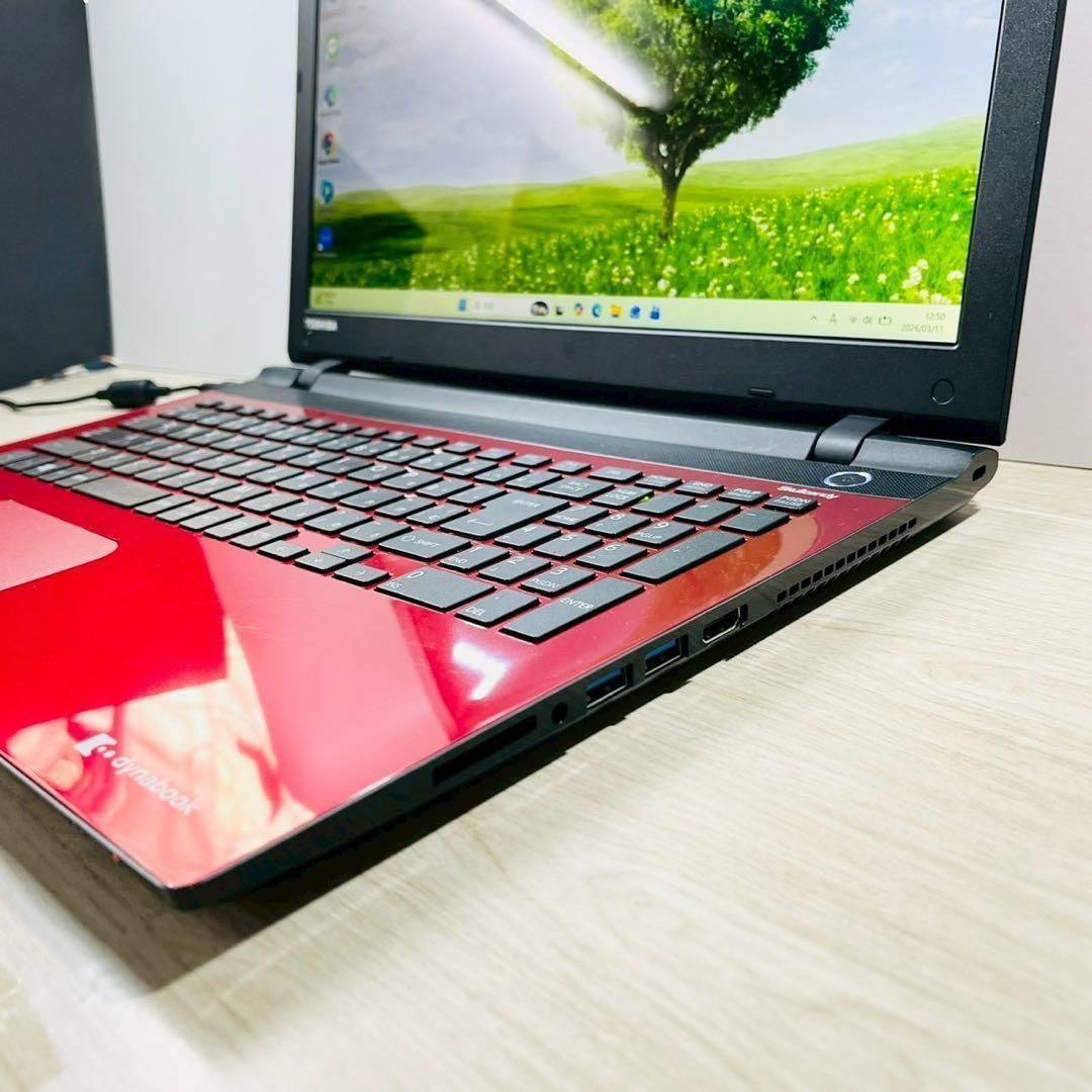 東芝 dynabook SSD起動 メモリ8GB Win11 ブルーレイ レッド 東芝