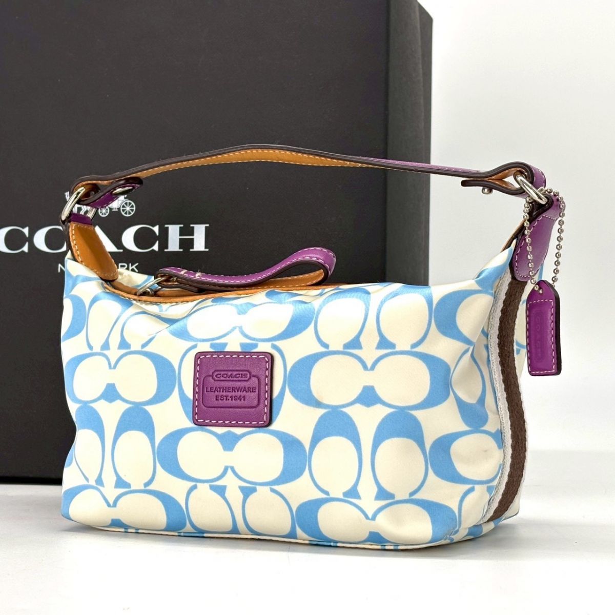 色で余白を遊ぶ】 COACH アクセサリーポーチ シグネチャー y2k レザー