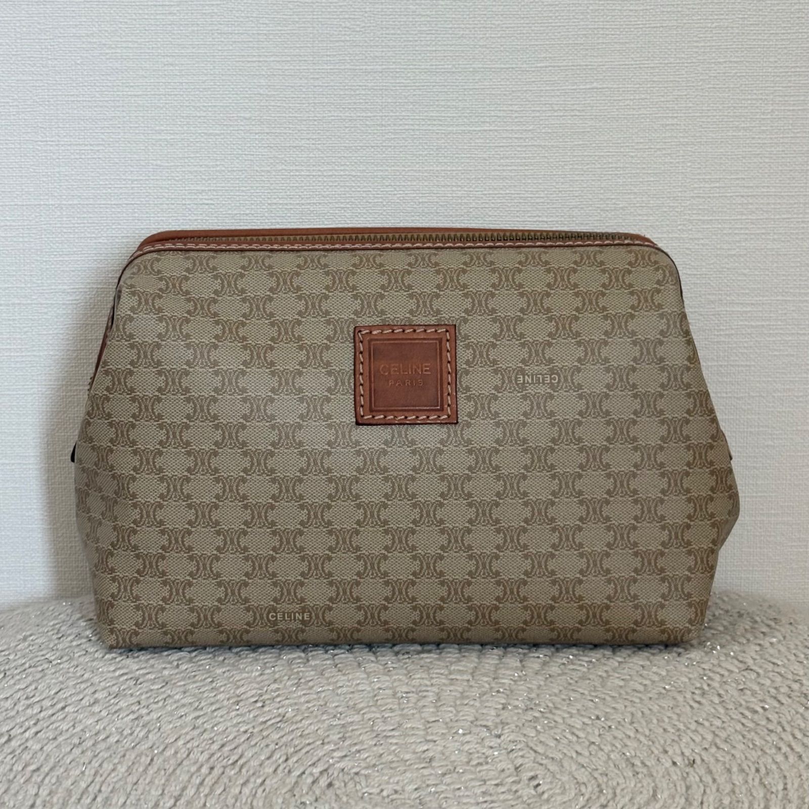 美品 CELINE アクセサリーポーチ マカダムモノグラム スタッズ 