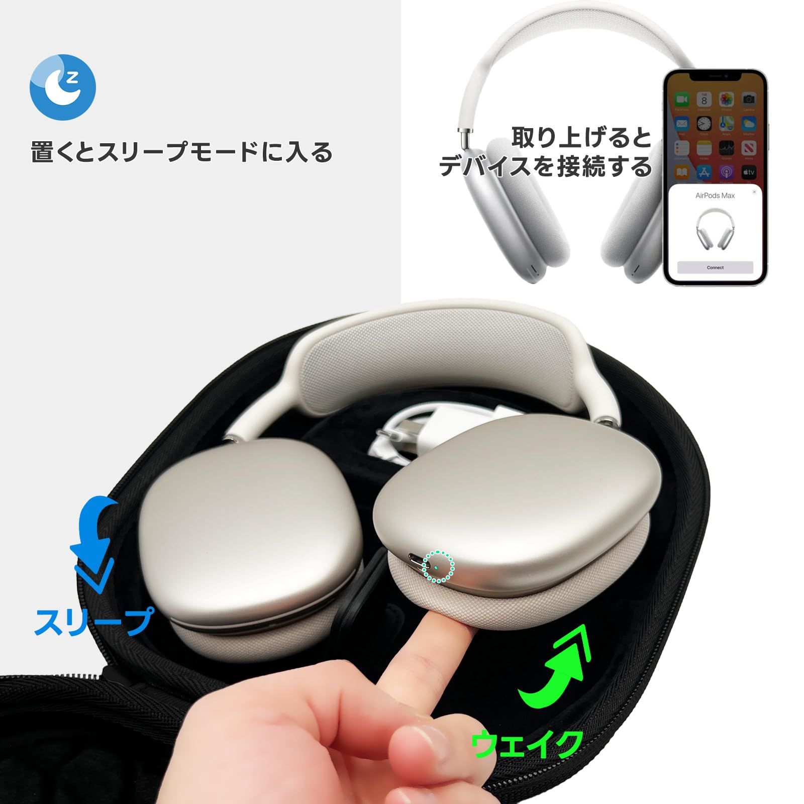 Mocamoro AirPods Max ケース ヘッドフォン収納バッグ ハードケース