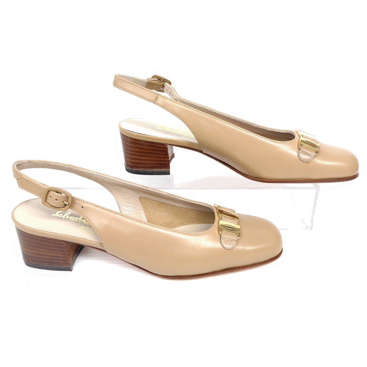 ☆未使用美品☆Salvatore Ferragamo フェラガモ パンプス 5C スリング 