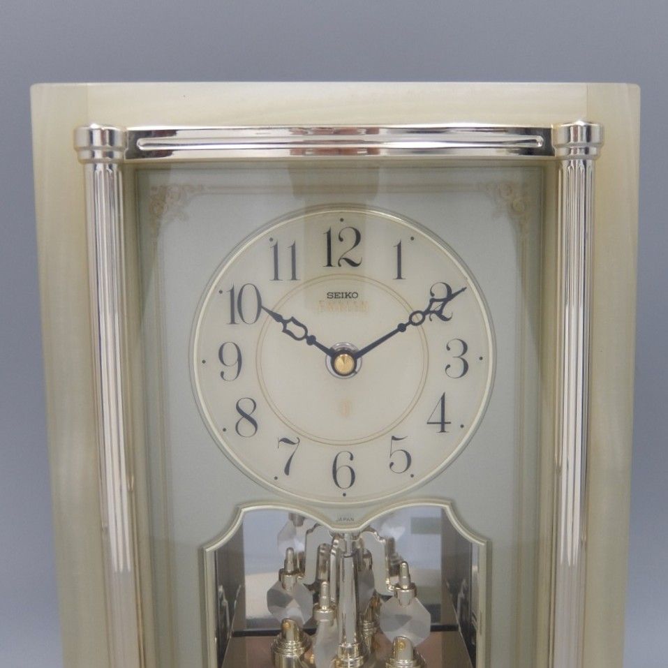 美品】セイコーエンブレム 置き時計 HW443M 大理石 オニキス SEIKO