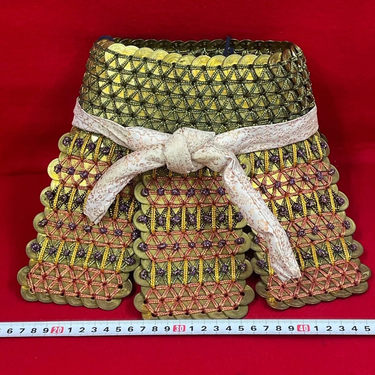 五円玉細工 五円玉アート 兜 草摺 置物 工芸品 縁起物 オブジェ x