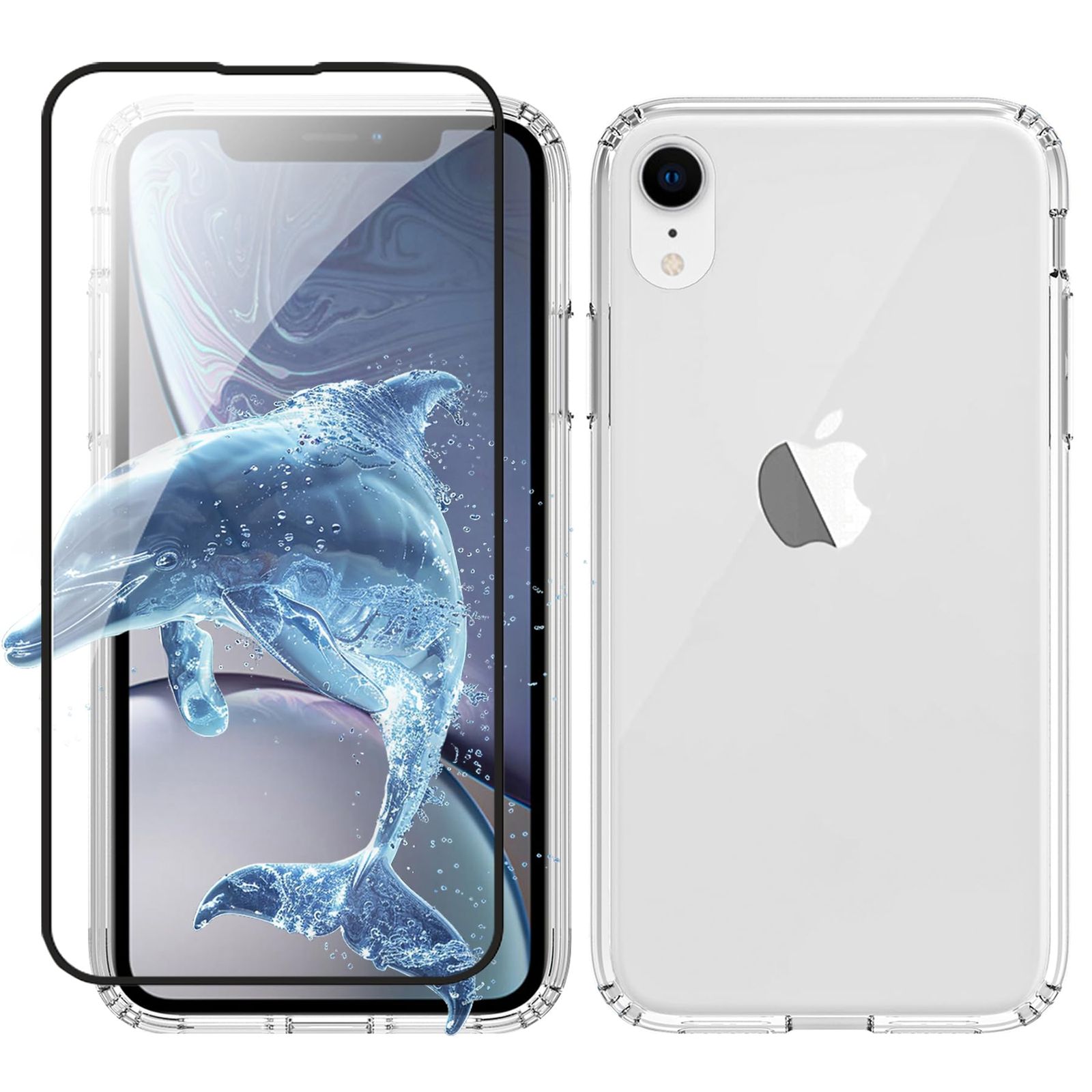 iPhone XR ケース クリア ガラスフィルム付き 黄変防止 耐衝撃 米軍MIL 