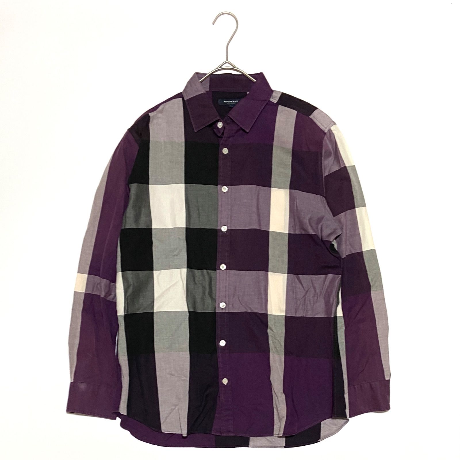 美品★BURBERRY LONDON メガチェック 長袖シャツ パープル 総柄 BURBERRY LONDON バーバリーロンドン メガチェック 長袖シャツ