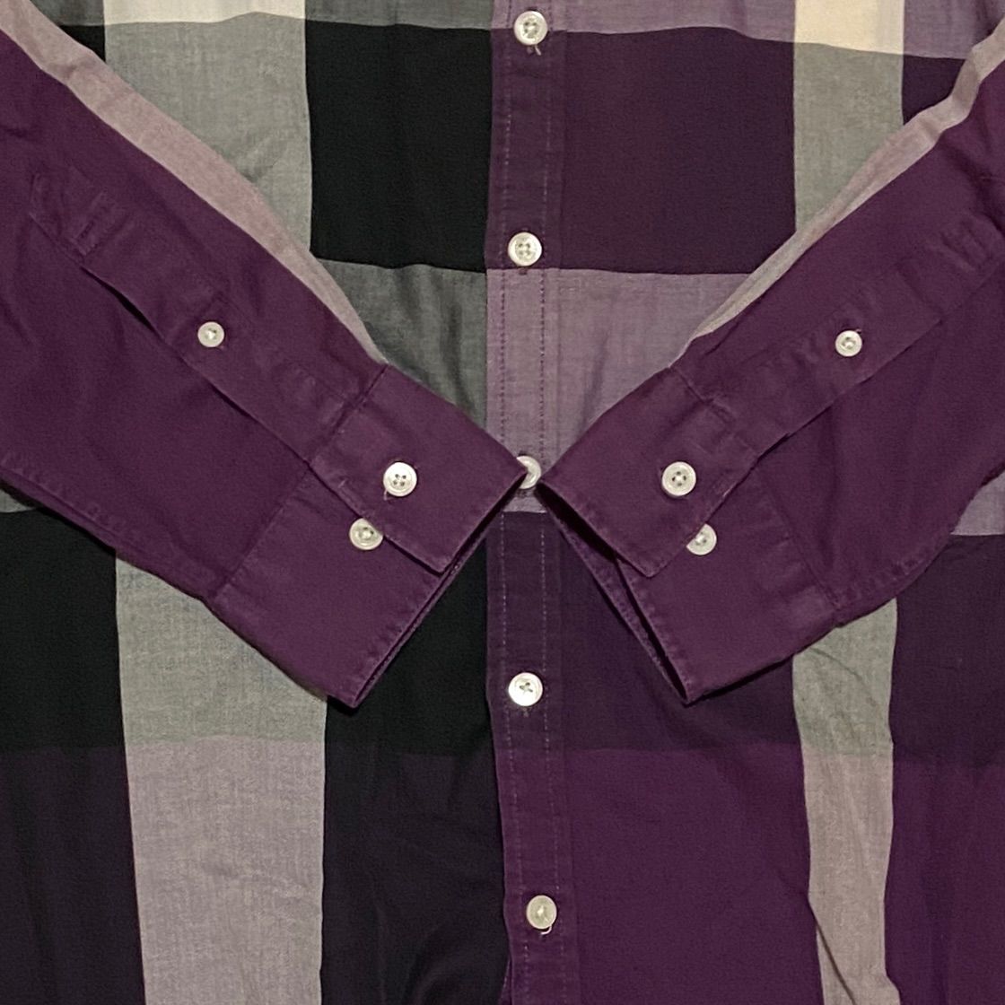 美品★BURBERRY LONDON メガチェック 長袖シャツ パープル 総柄 BURBERRY LONDON バーバリーロンドン メガチェック 長袖シャツ