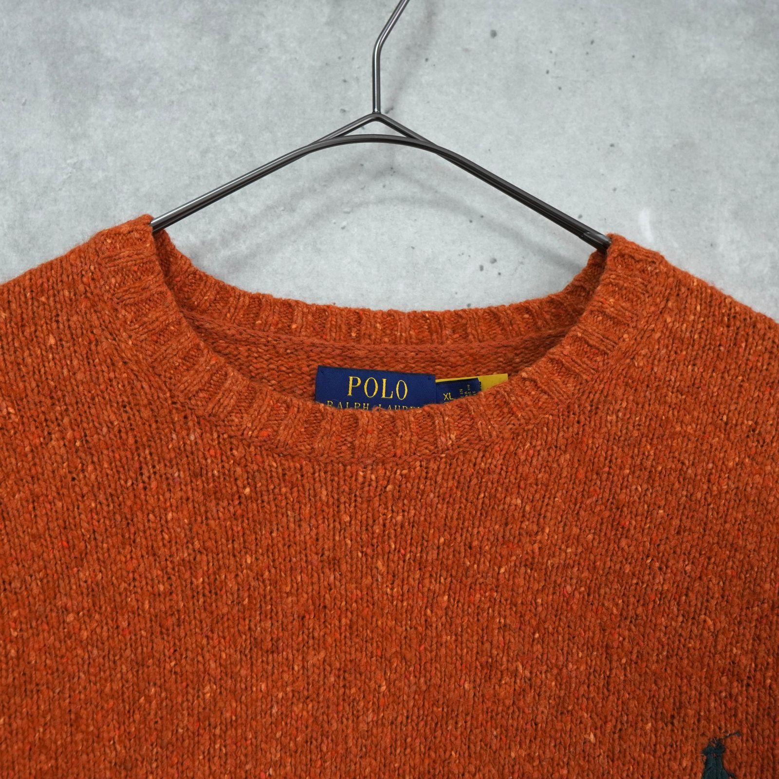 【ラルフローレン】コットンニット　サマーニット　ポニー刺繍　オレンジ 大人気，高品質 ポロ ラルフローレン スモールポニー パイル ウール