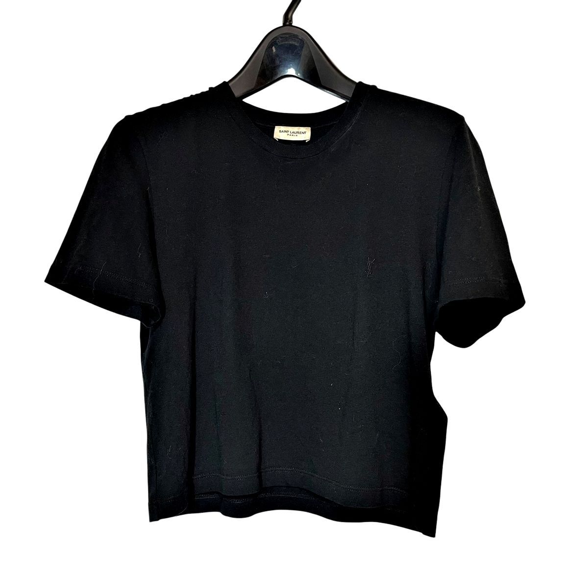 SAINT LAURENT - サンローランパリ  693298 Y2ZJ2 ロゴエンブロイダリークロップドTシャツ レディース XS 中古】Saint Laurent サンローラン YSLエンブイダリー クロップドT