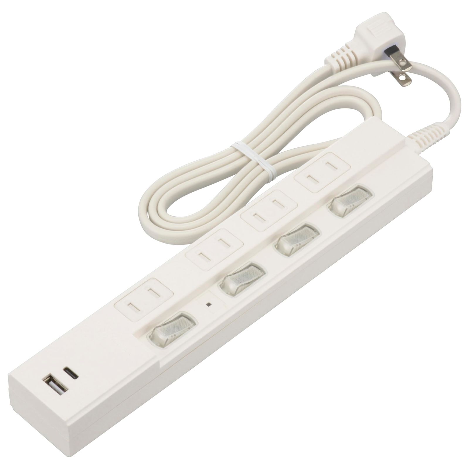 新品 オーム電機 電源タップ 4個口 雷ガード 急速充電 PD対応Type-C/Type-Aポート付き 1m ホワイト HS-TPKU41PD23-W 00-1013 OHM