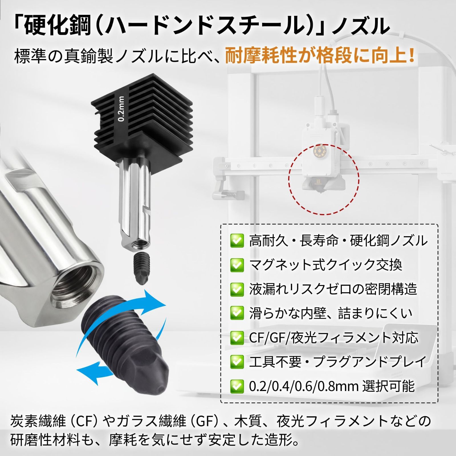Bambu Lab A1/mini 対応 交換式ノズルフルキット 0.2mm-0.8mm - メルカリ