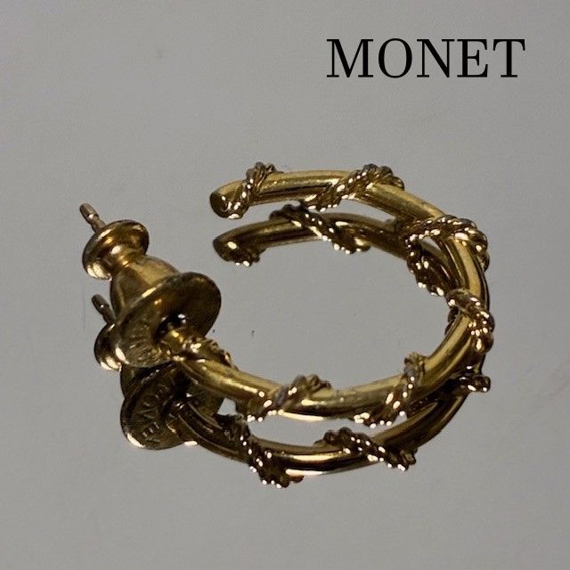 MONET モネ ヴィンテージ フープピアス ゴールド ツイスト 1.5cm 