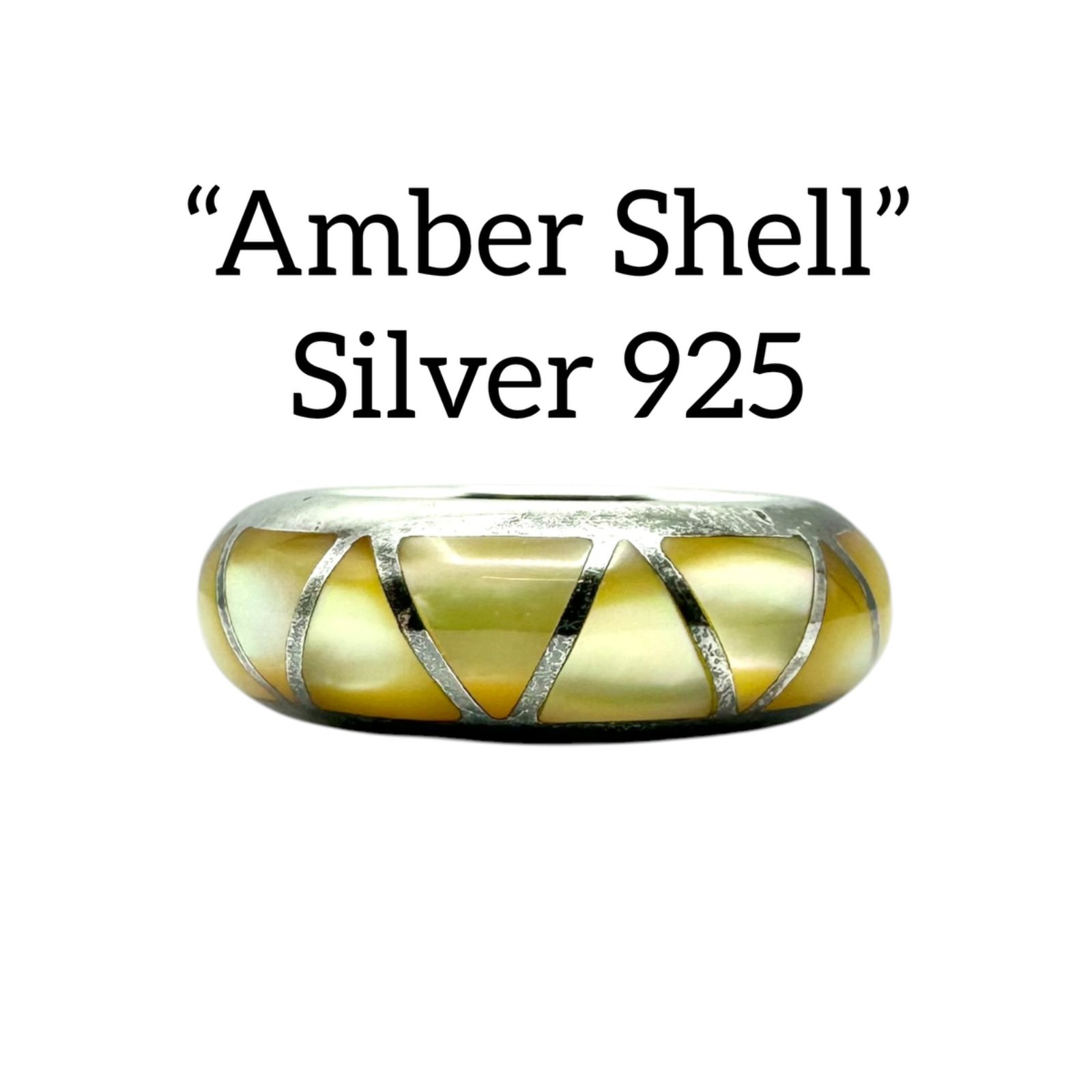 琥珀色に揺れる】シェル インレイ Silver 925 刻印 Design Ring 