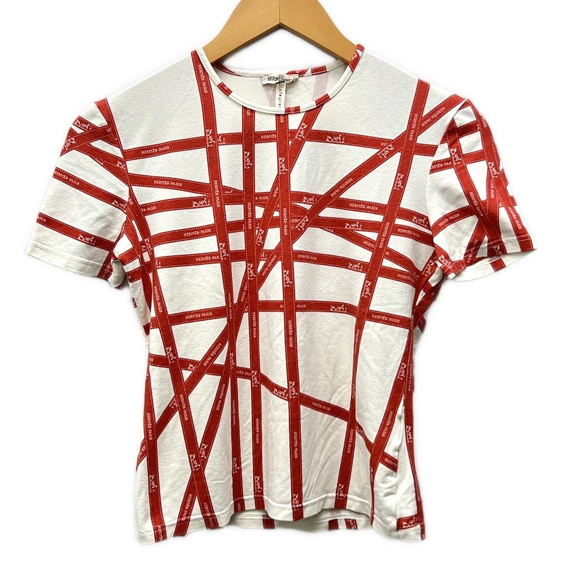 HERMES(エルメス) 半袖Tシャツ サイズME レディース - 白×レッド HERMES(エルメス) 半袖Tシャツ サイズME レディース - 白×レッド
