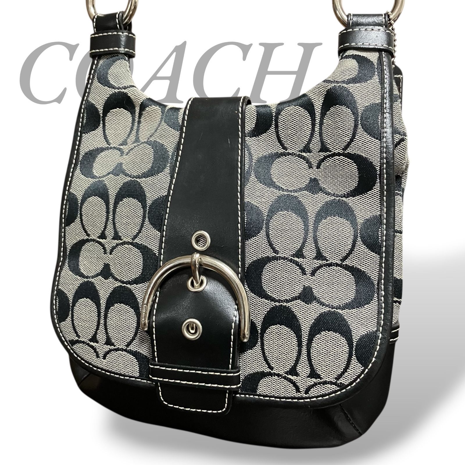 【美品】COACH 2WAY ショルダーバッグ トートバッグ ブラック レザー COACH（コーチ） トートバッグ 2way ショルダーバッグ レディース
