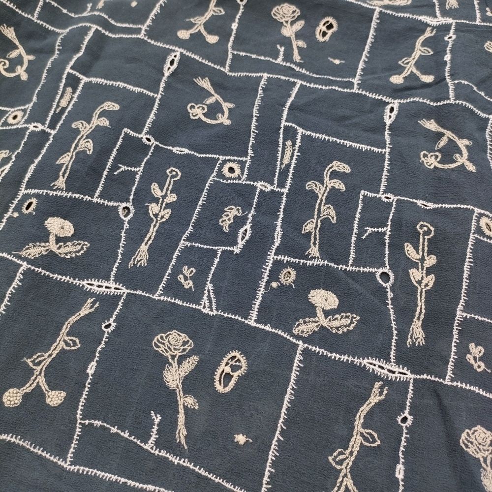 mina perhonen garden patchwork ws1891 刺繍 サイズ36 ブラウス シャツ ブルーグレー レディース ミナペルホネン【中古】6-0324S♪ mina perhonen garden patchwork ws1891 刺繍 サイズ36 ブラウス