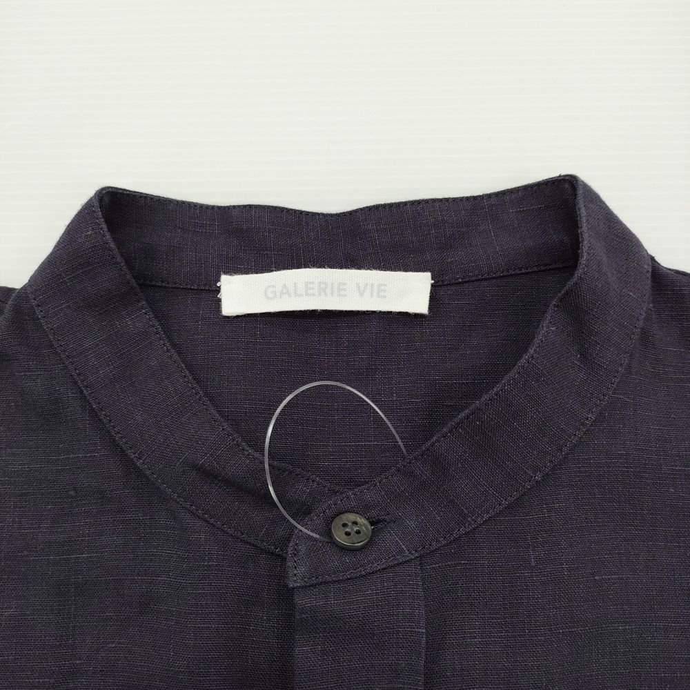 GALERIE VIE フレンチリネン スタンドカラーシャツ 定価33000円 23015101701 ブラウス シャツ 24SS ネイビー レディース ギャルリーヴィー【中古】6-0324S♪ フレンチリネン スタンドカラーシャツ | GALERIE VIE (Women