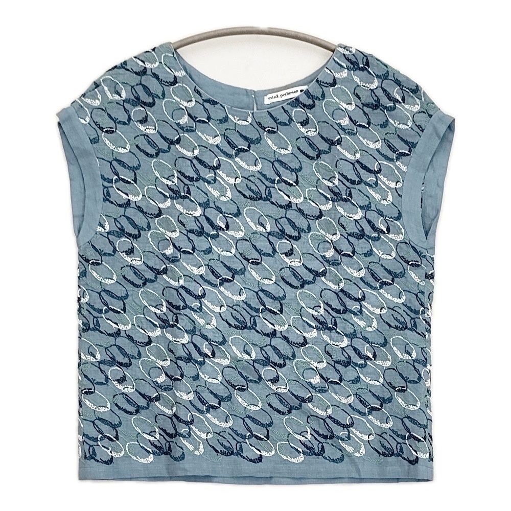mina perhonen mousse 刺繍 フレンチスリーブ ss1640 サイズ38 リネン