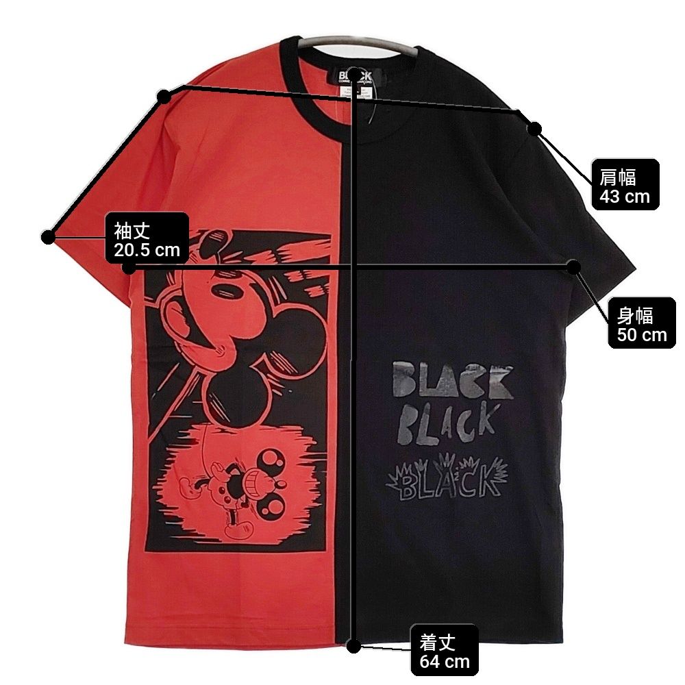 BLACK COMME des GARCONS ディズニー 1E-T006 AD2020 定価14300円 半袖Ｔシャツ カットソー レッド ブラック レディース ブラックコムデギャルソン【中古】6-0324S♪ BLACK COMME des GARCONS ディズニー 1E-T006 AD2020 定価14300円 半袖