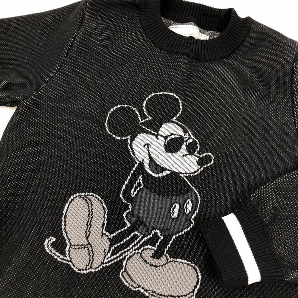 超美品】V12×Disney セーター 黒×白 前面ミッキーマウス バックロゴ