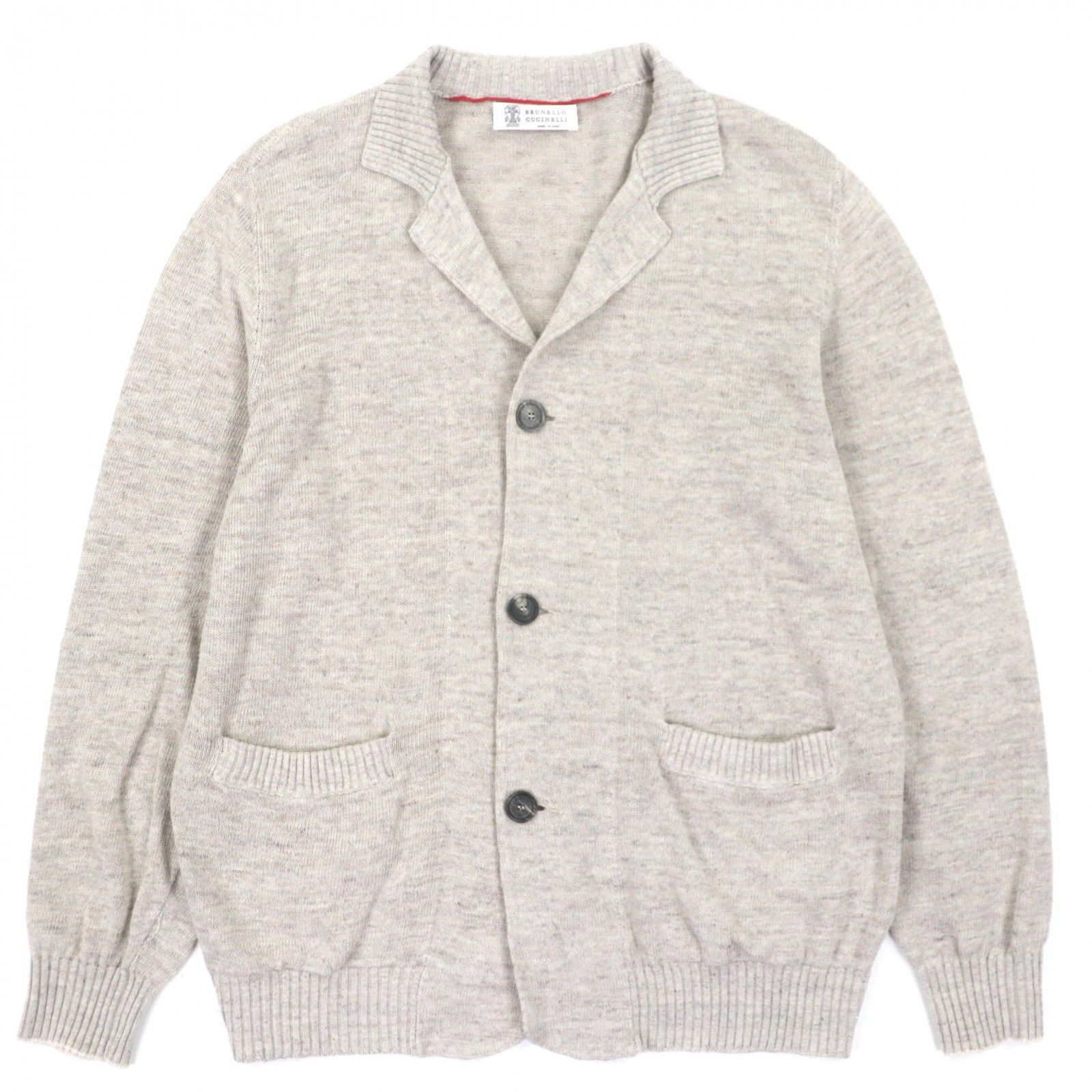 美品▽Brunello Cucinelli ブルネロクチネリ リネン コットン ロゴ入り 