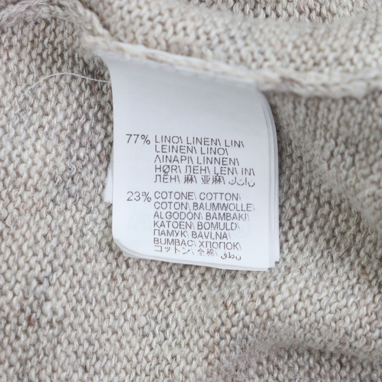 美品▽Brunello Cucinelli ブルネロクチネリ リネン コットン ロゴ入り 