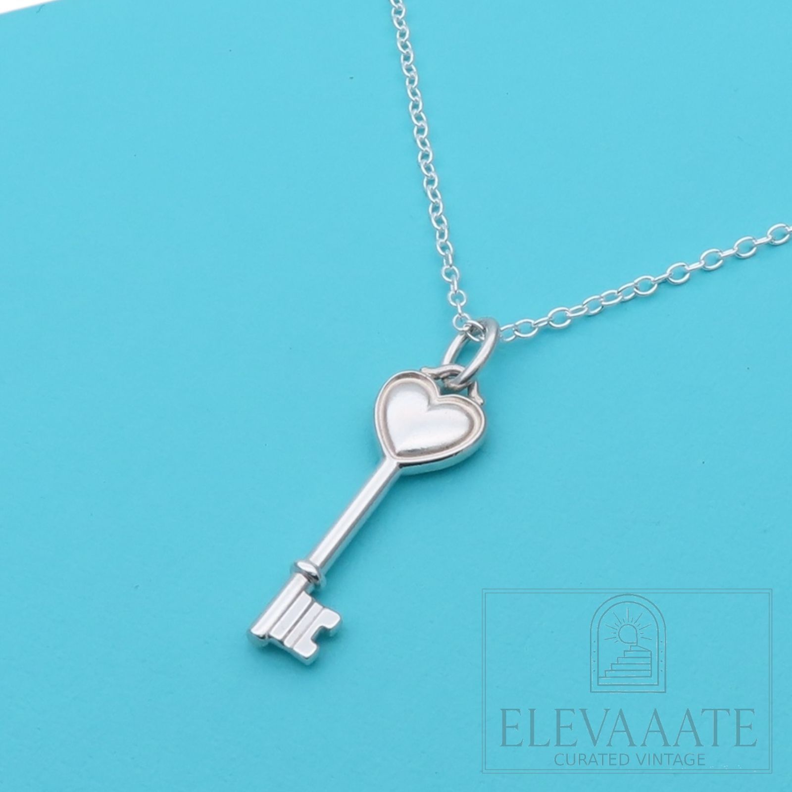 美品 Tiffany&Co. ティファニー ハート キー シルバー ネックレス 