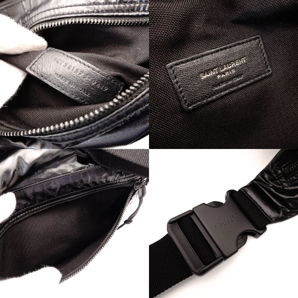 サンローラン SAINT LAURENT ヌックス ナイロン ボディバッグ 黒 ロゴ