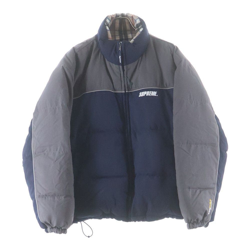 SUPREME シュプリーム 24AW Reversible Puffer Jacket 裏地チェック パファー リバーシブル ダウンジャケット ネイビー グレー - メルカリ