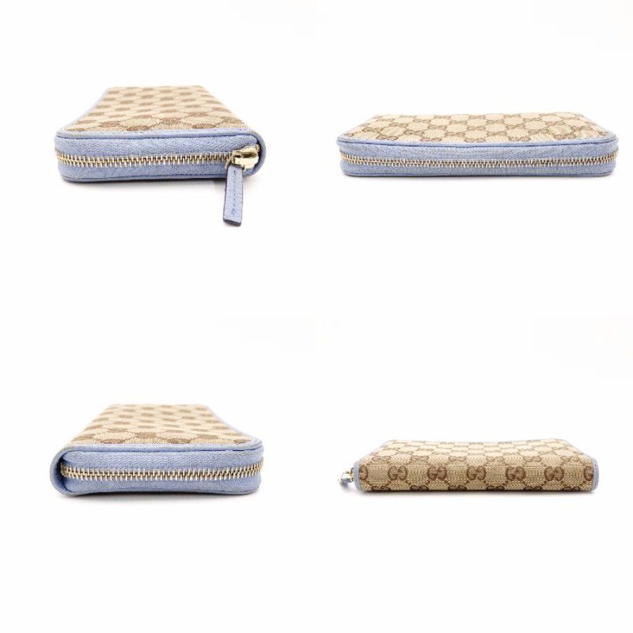 GUCCI グッチ GGキャンバス 長財布 キャンバス ベージュ×ブルー 財布 