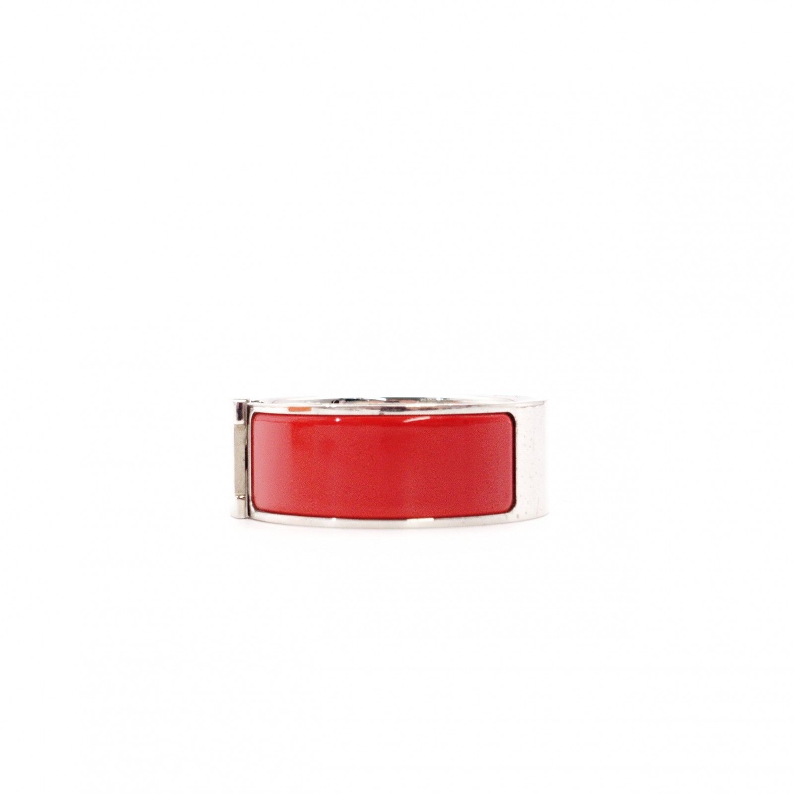 HERMES エルメス クリック H ブレスレット メタル シルバー レッド 