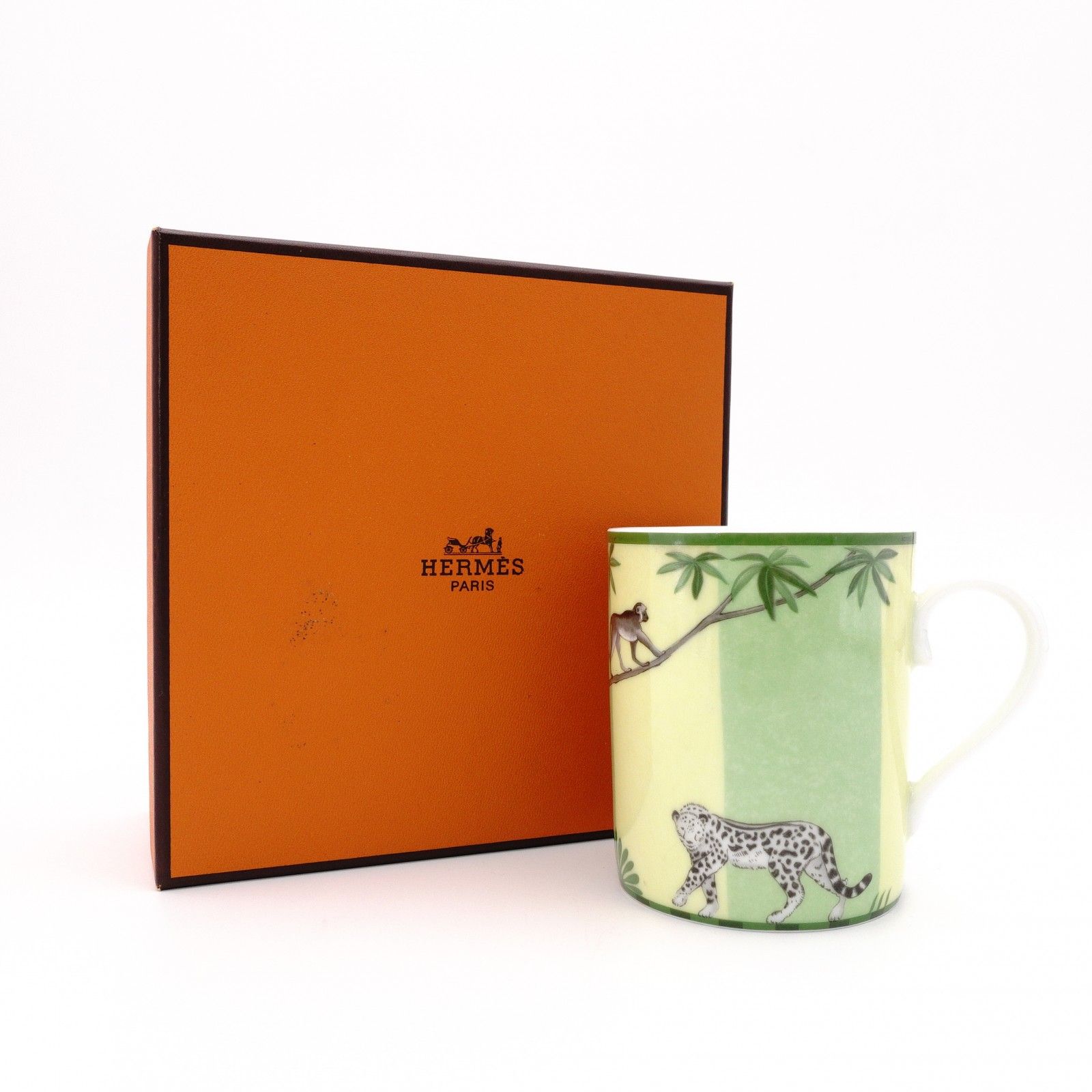 HERMES エルメス アフリカ マグカップ 陶器 グリーン系 箱付き - メルカリ