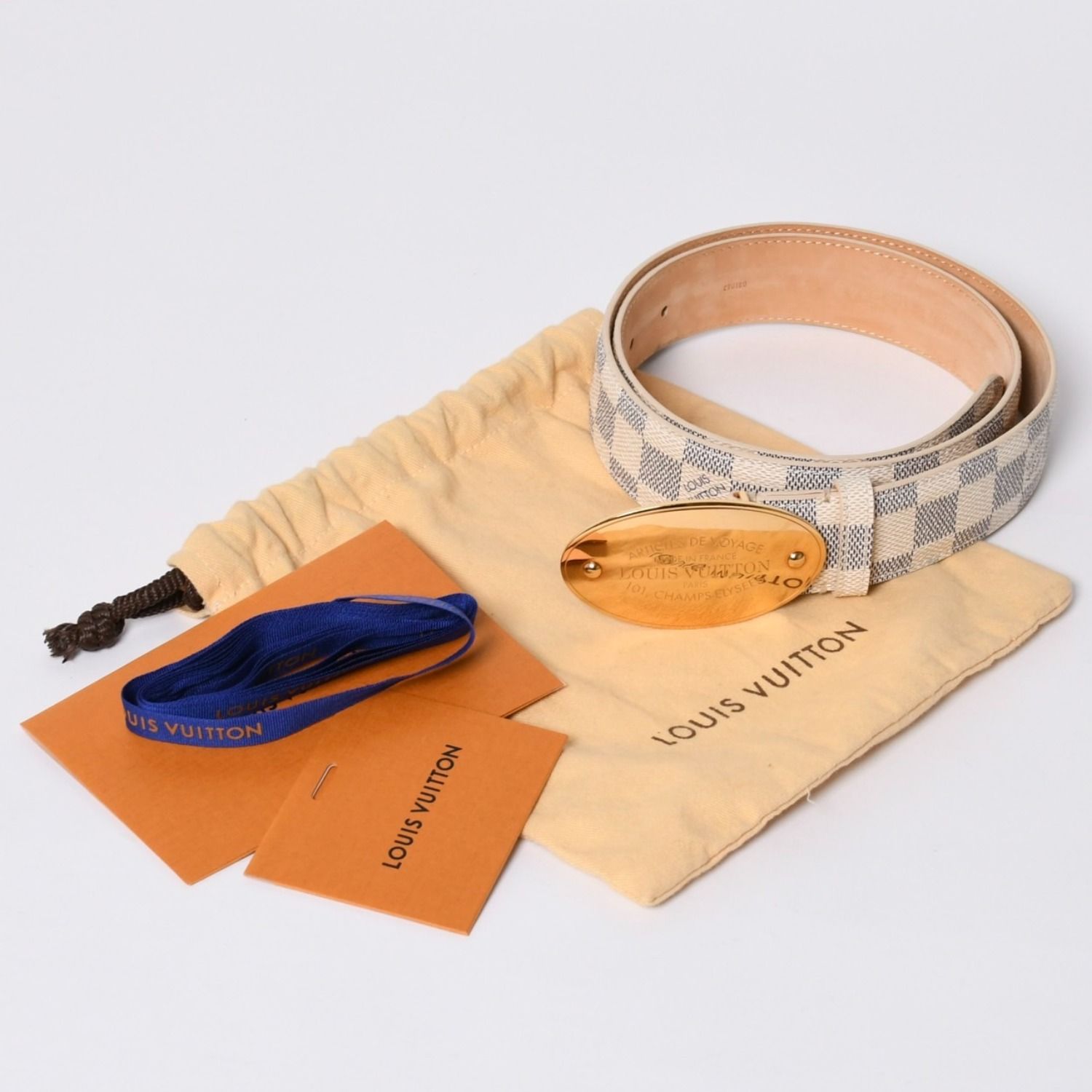 【レア】ルイヴィトン サンチュール ヴォワヤージュ ダミエ アズール ゴールド 極美品 LOUIS VUITTON ルイヴィトン サンチュール ヴォワヤージュ 35MM