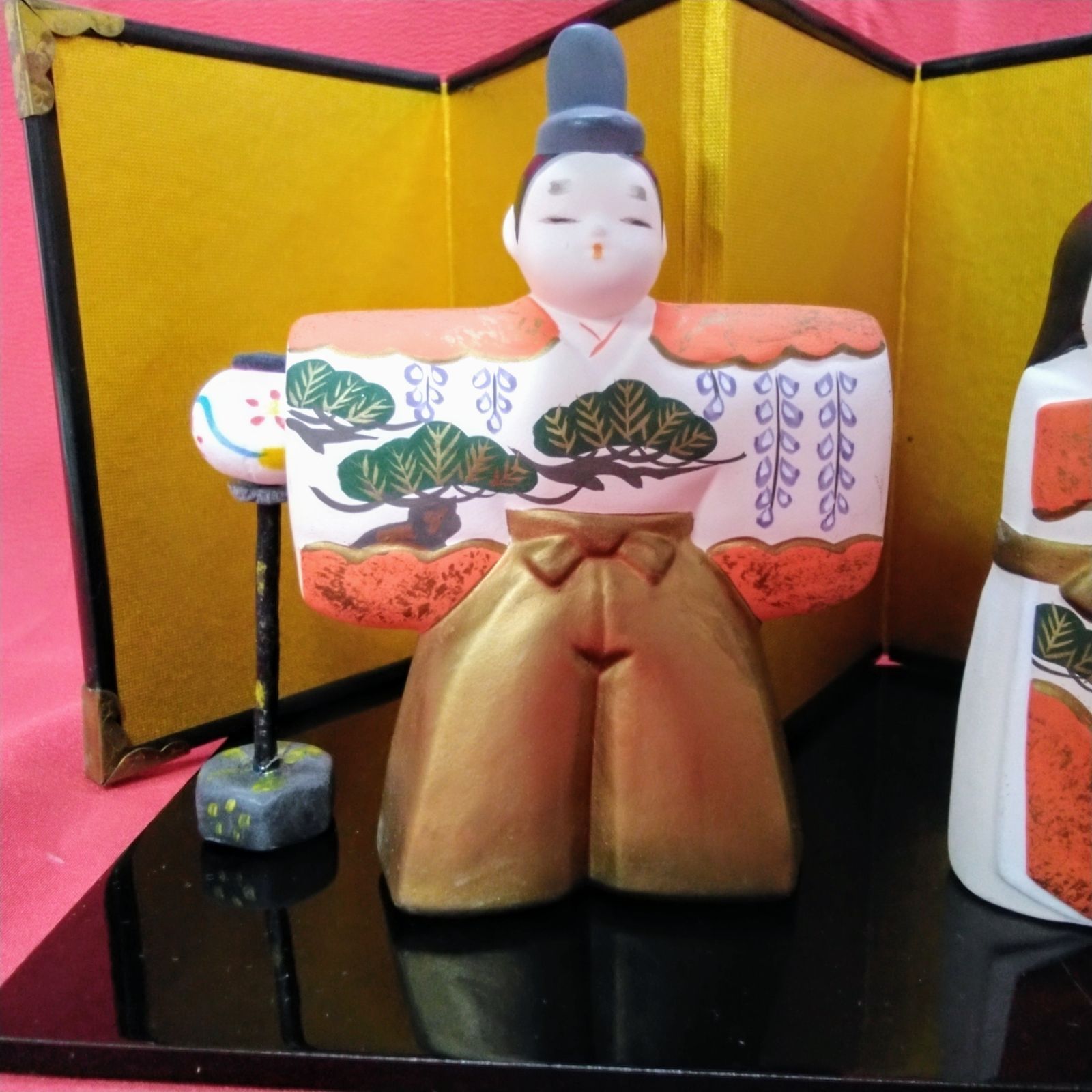立雛人形 京陶人形 小田益三作[S5年生まれ]素焼き/手描き/上品なお顔