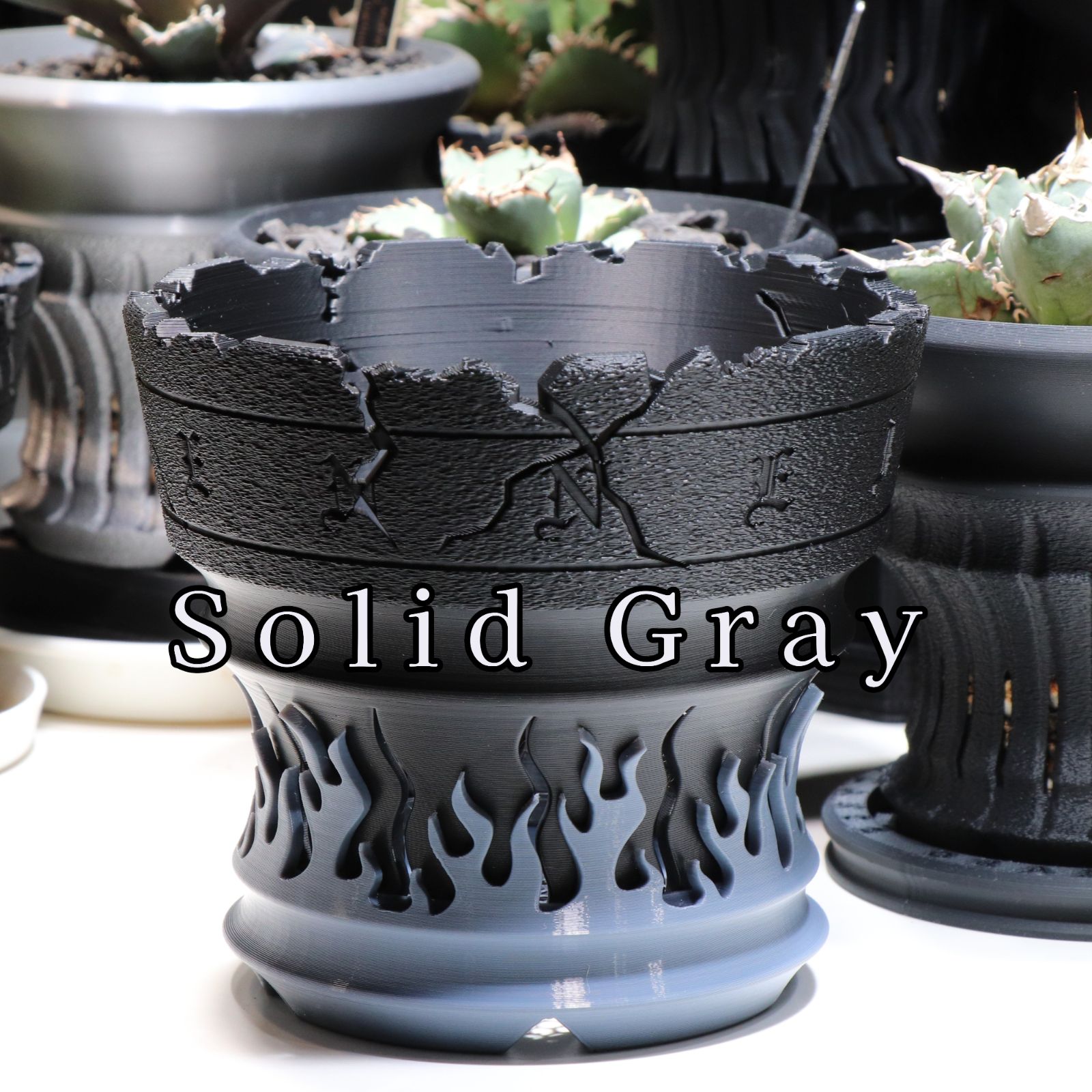 植木鉢 4号鉢｜SolidGray 炎影鉢 ENNEI（作家鉢・アガベ・多肉植物