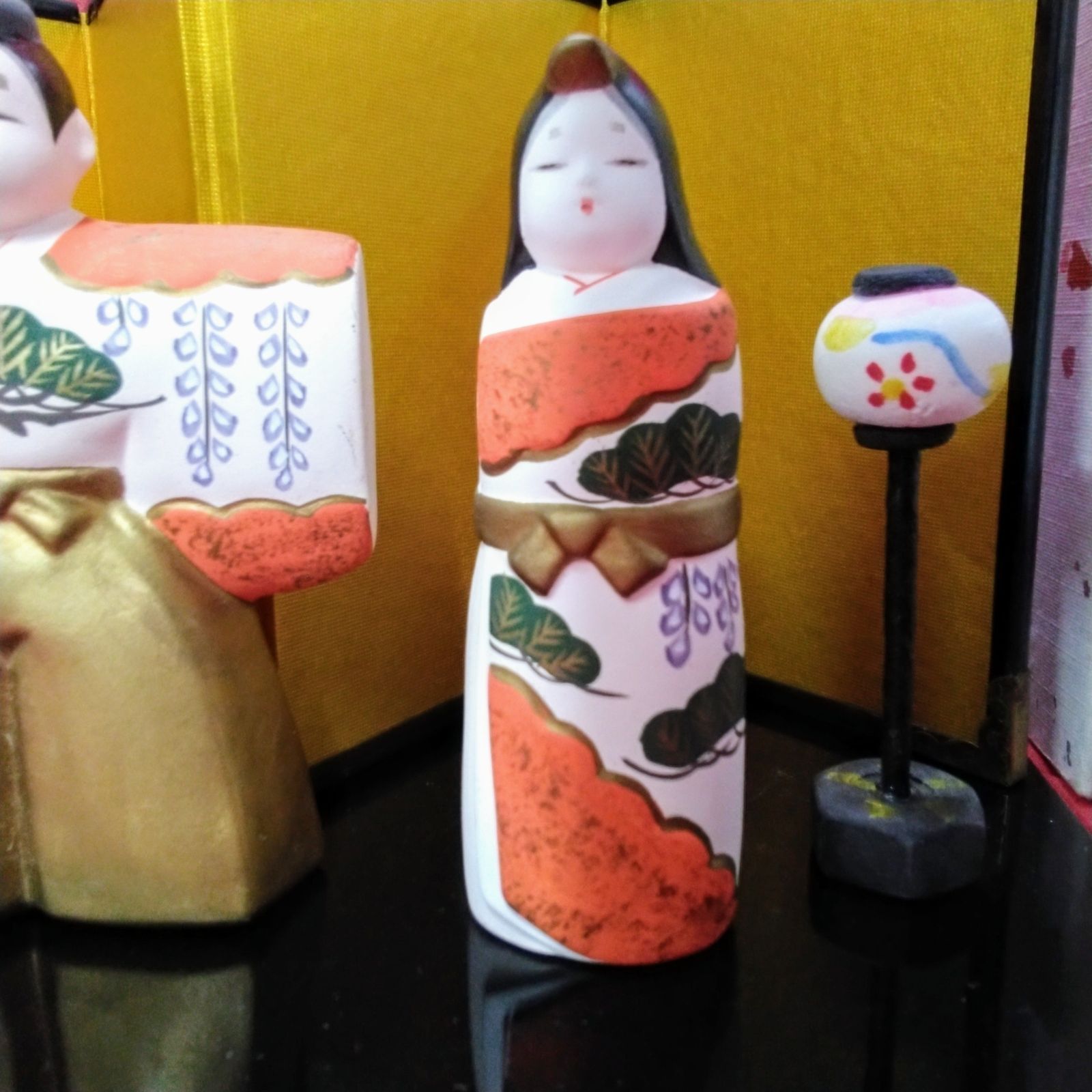 立雛人形 京陶人形 小田益三作[S5年生まれ]素焼き/手描き/上品なお顔