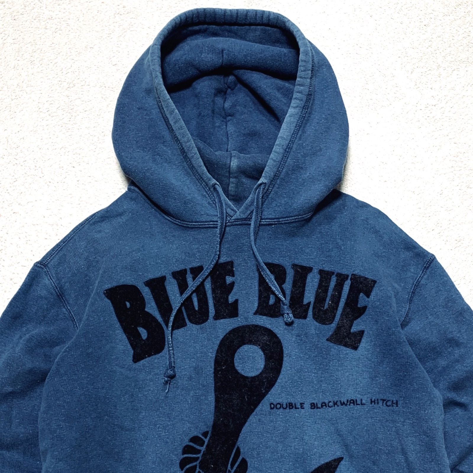 ブルーブルージャパン パーカー プルオーバー インディゴ フロッキープリント BLUE BLUE パーカー フーディー スウェット プルオーバー フロッキー