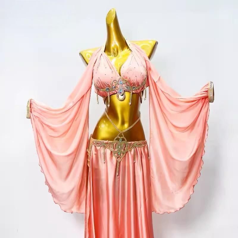 お得 美品一点物 ベリーダンス衣装 スカートセットコスチューム ベージュ 大得価，お得 新品 未使用 競技用 練習用 ベリーダンス セット シルキー