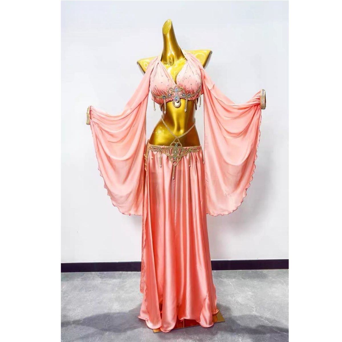 お得 美品一点物 ベリーダンス衣装 スカートセットm コスチューム ゴールド 大得価，お得 新品 未使用 競技用 練習用 ベリーダンス セット シルキー