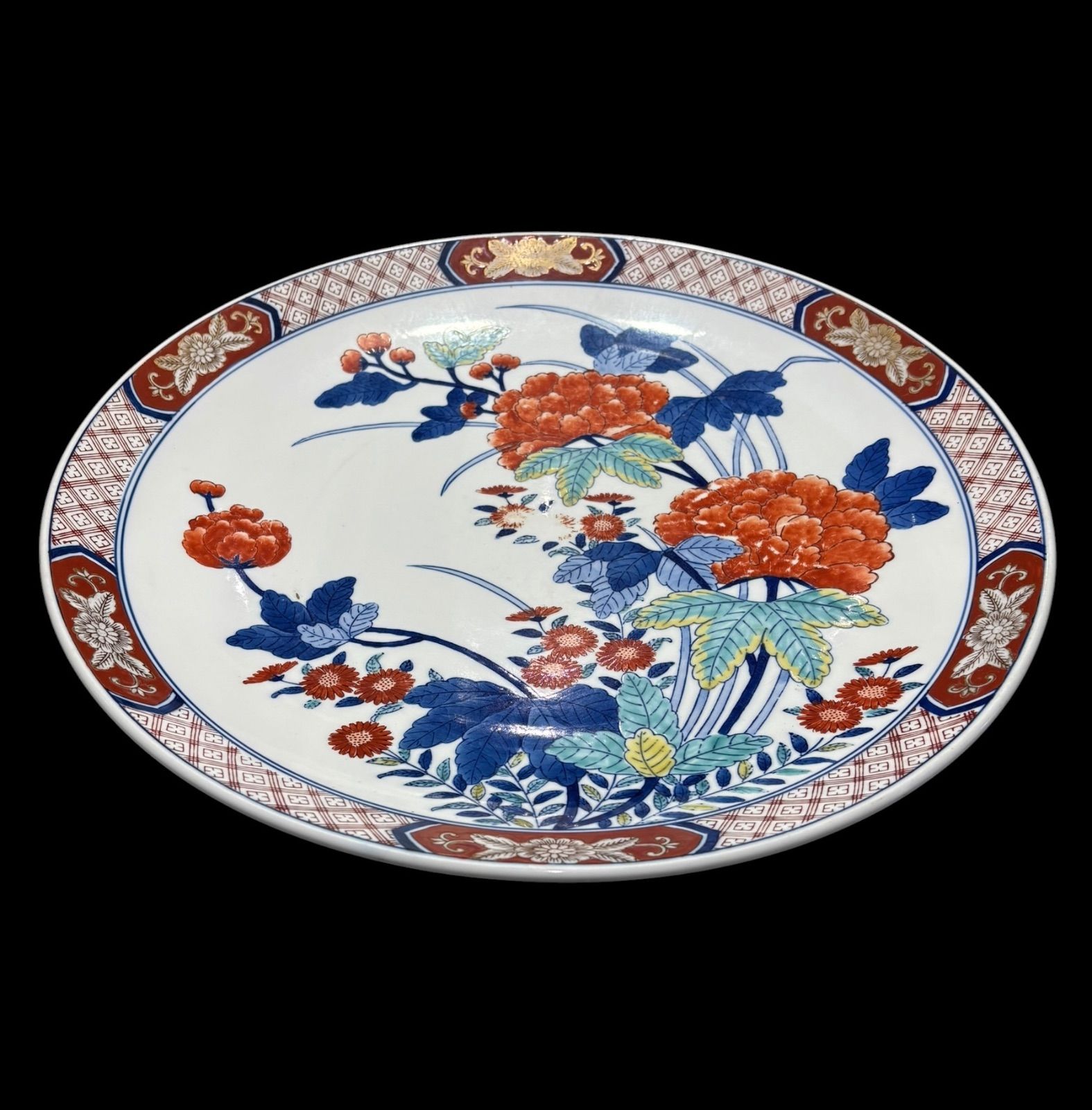 有田焼 哲山作 色絵 染錦 芙蓉文図 絵皿 大皿 取り皿 飾り皿 伊万里 