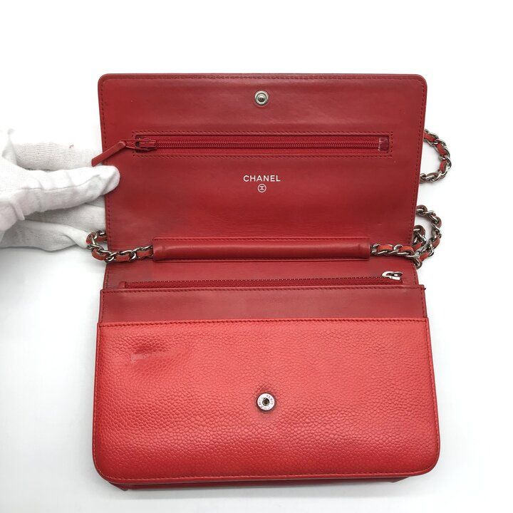 良品 CHANEL シャネル ココマーク キャビアスキン チェーン ショルダー