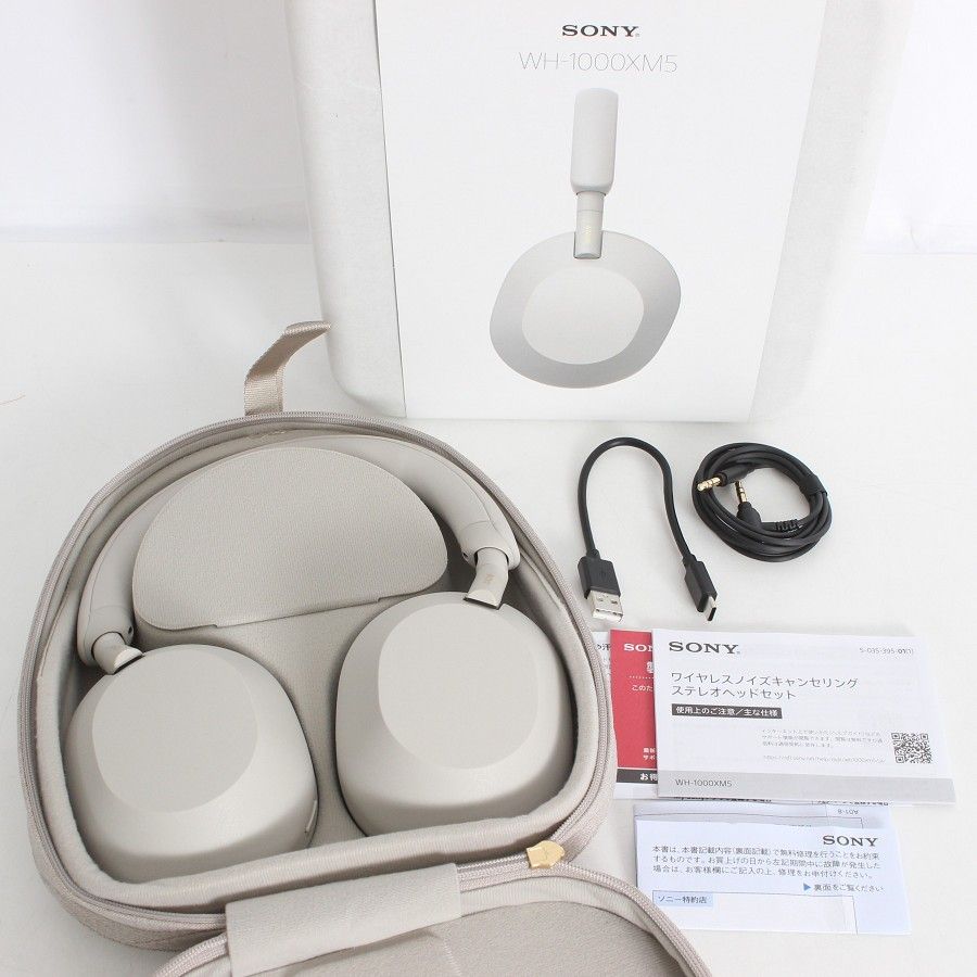 美品】SONY WH-1000XM5-S プラチナシルバー 1000X ワイヤレスステレオ 