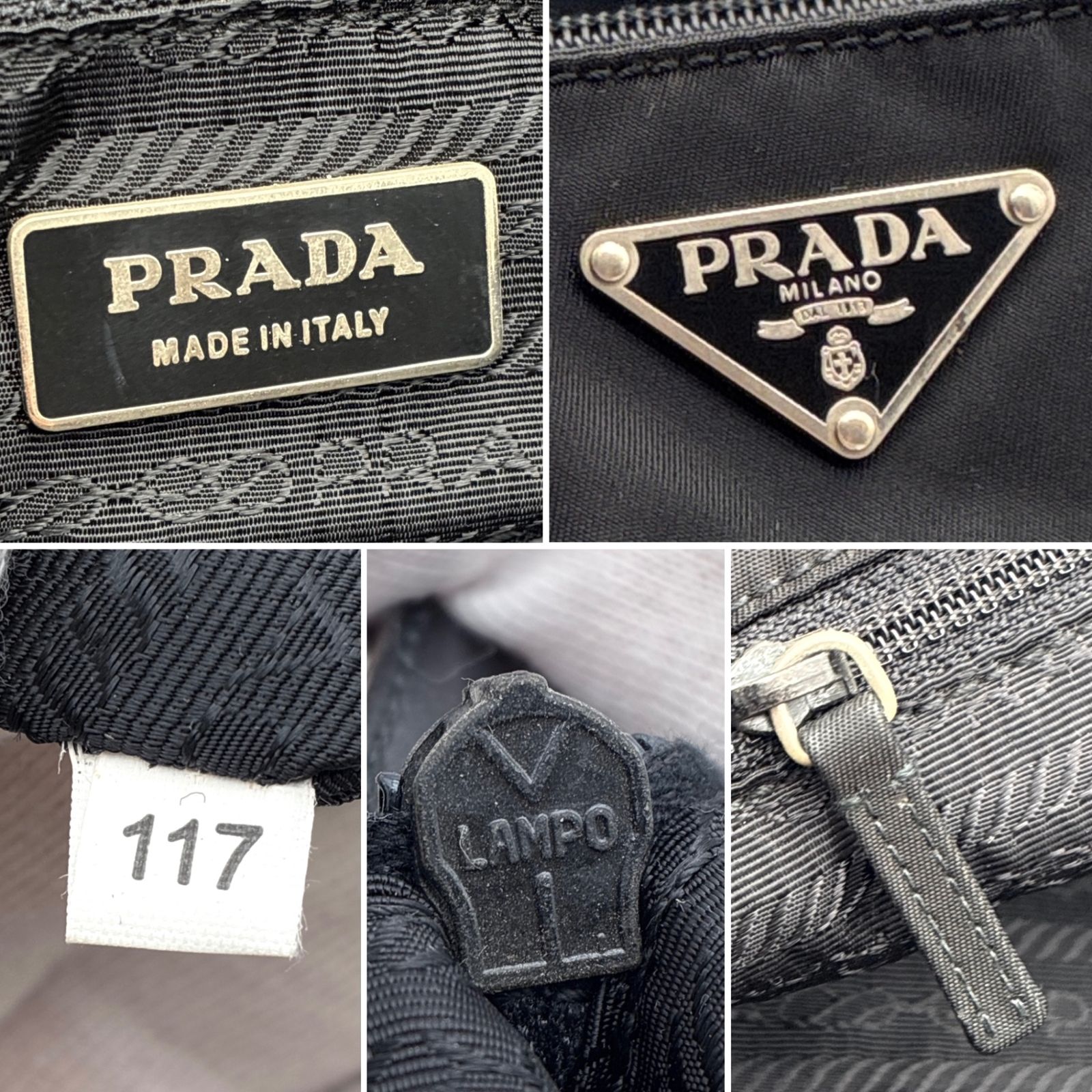 美品 PRADA プラダ テスート ナイロン レザー トートバッグ ブラック 