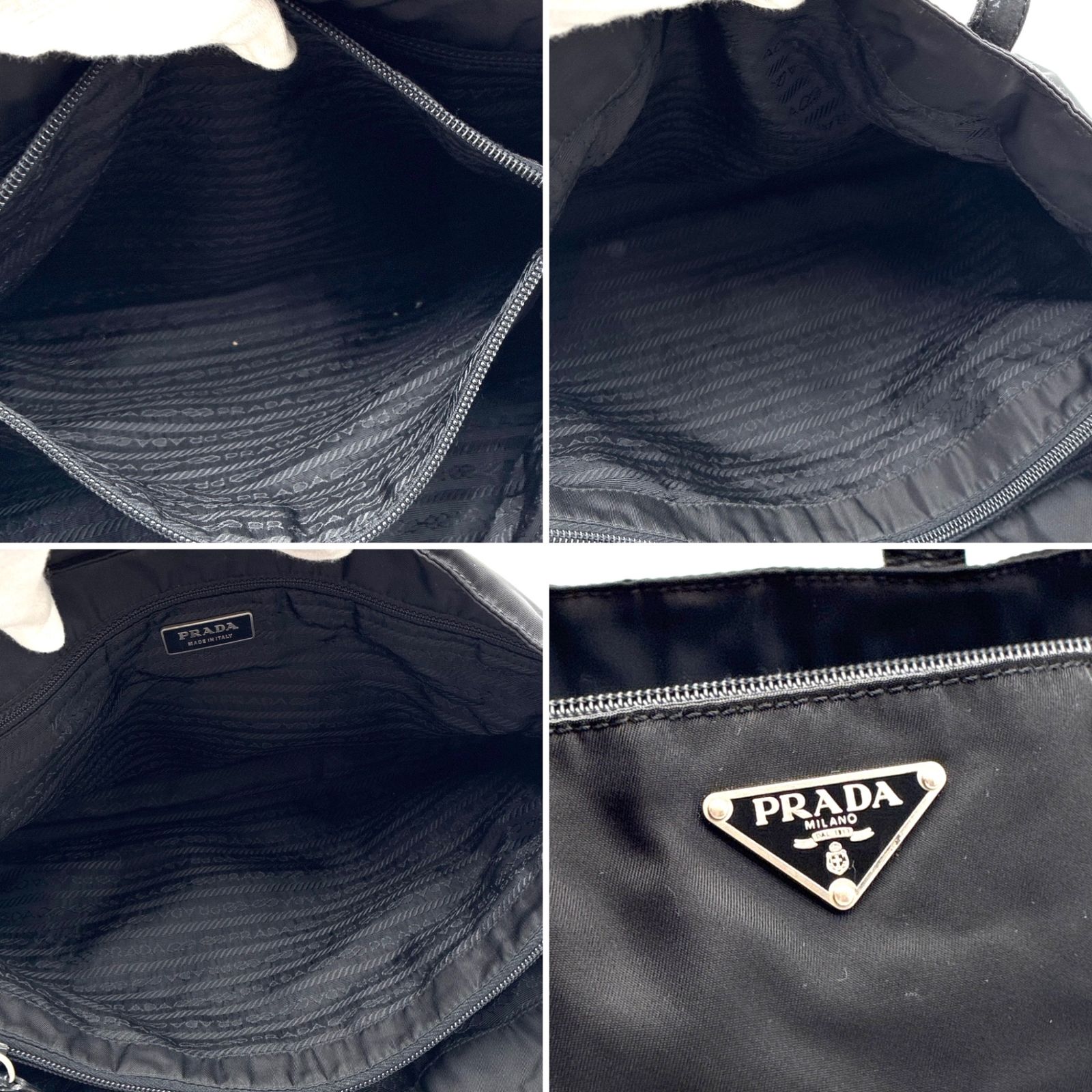 美品 PRADA プラダ テスート ナイロン レザー トートバッグ ブラック 