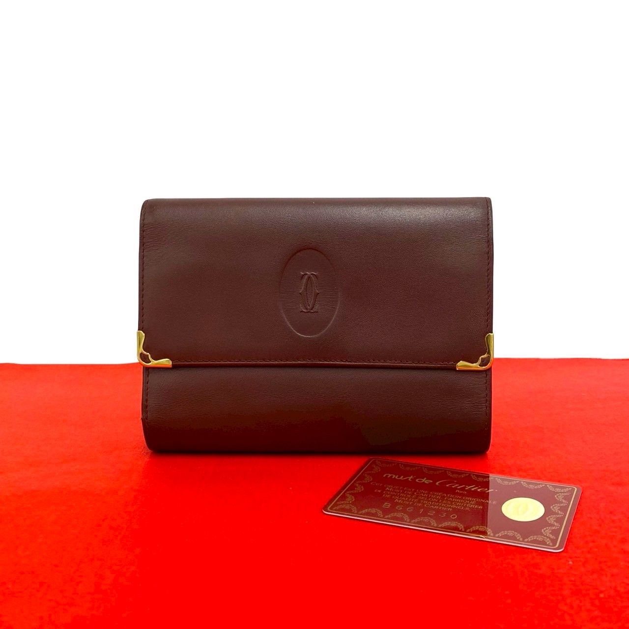 A カルティエ Cartier レッド 赤 財布 ヴィンテージ ウォレット 