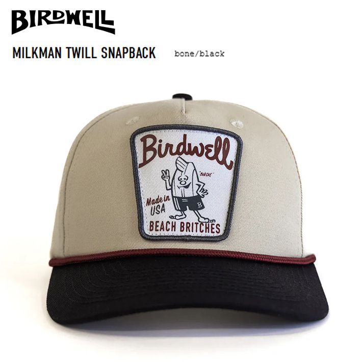 ハット キャップ BIRDWELL MILKMAN TWILL SNAPBACK -Bone/Black- バードウェル キャップ ユニセックス 日よけ対策 日焼け対策 送料無料