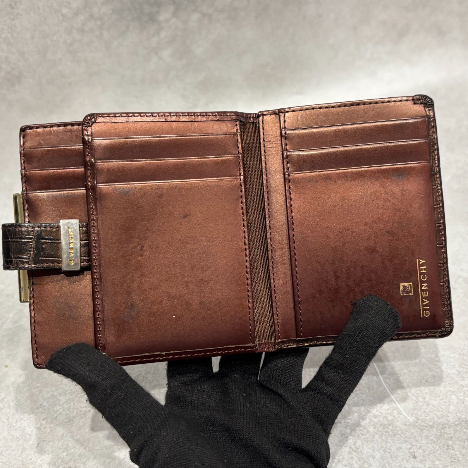 GIVENCHY ジバンシー 4G モノグラム 総柄 キャンバス レザー クロコ型 