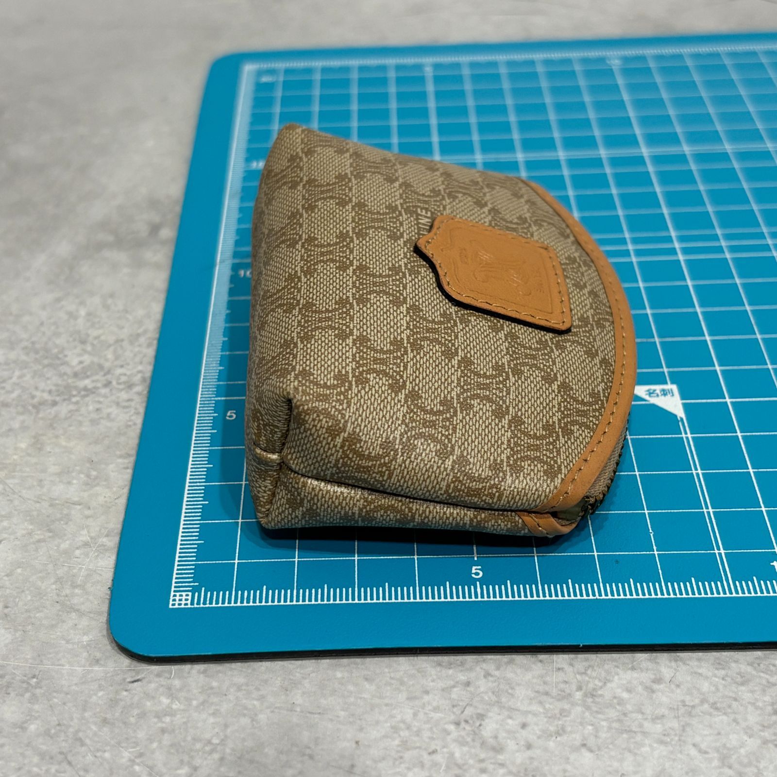 CELINE セリーヌ マカダム PVC レザー ロゴ ポーチ ミニポーチ 化粧 
