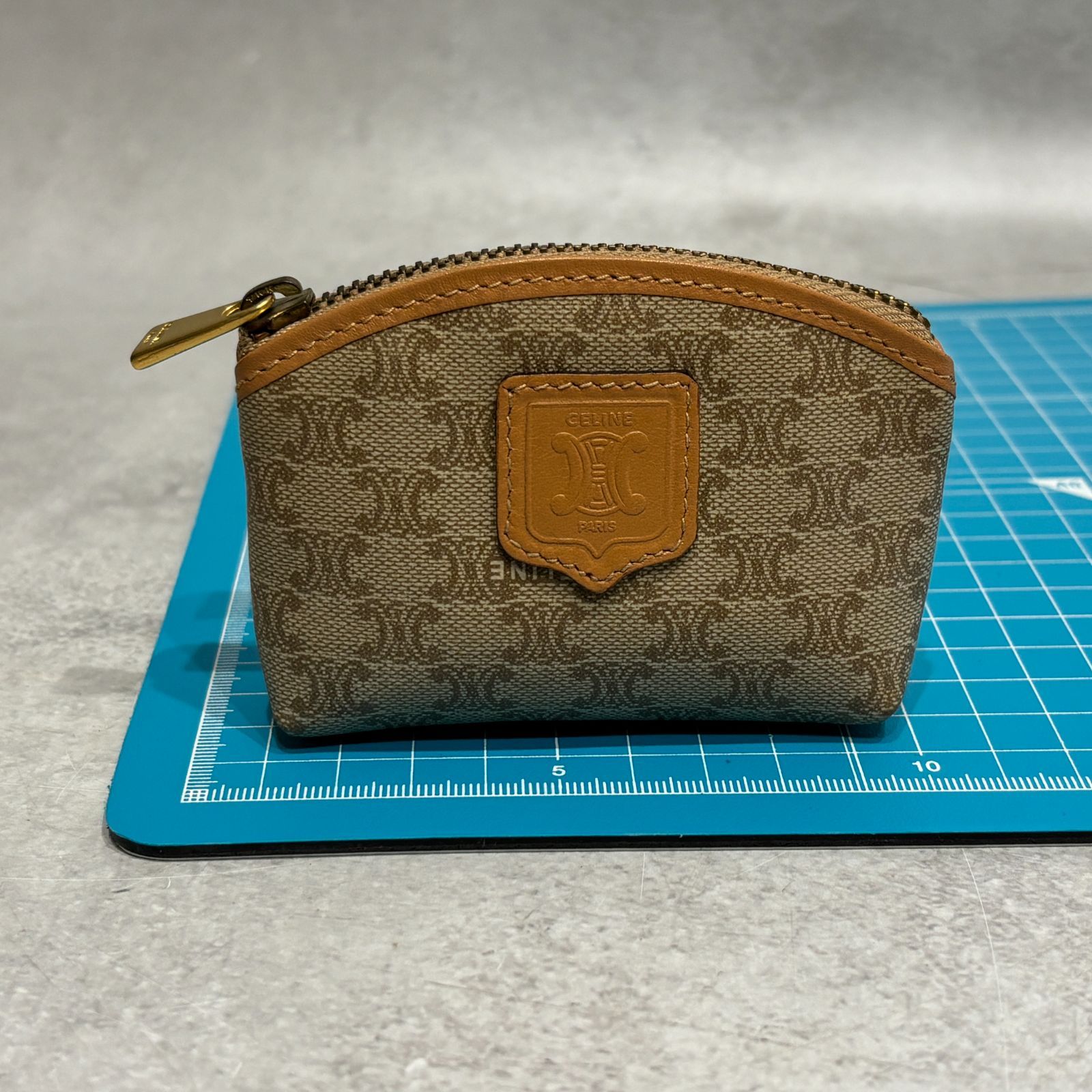 CELINE セリーヌ マカダム PVC レザー ロゴ ポーチ ミニポーチ 化粧 