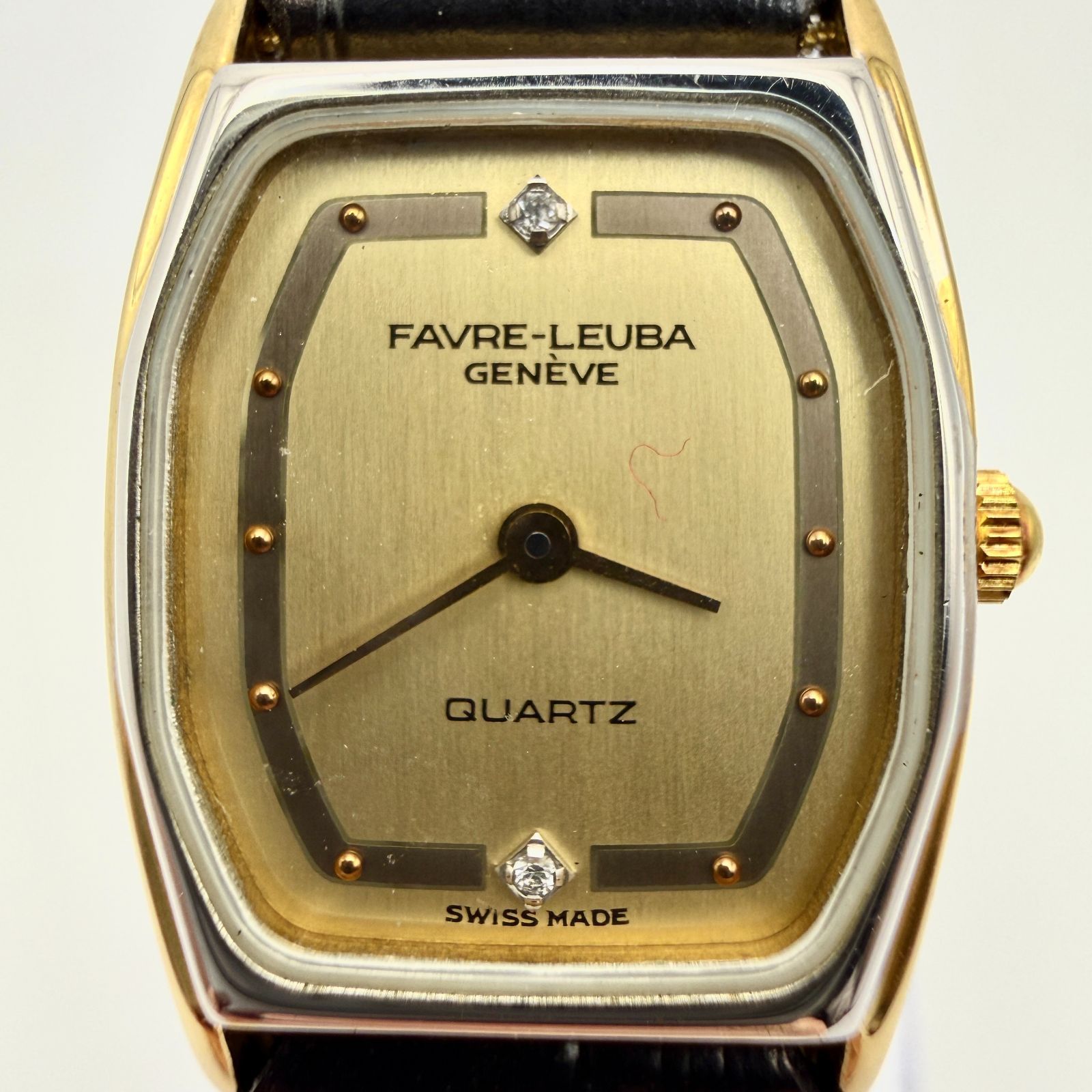 不動 FAVRE LEUBA GENEVE 0259-53 クォーツ ゴールド文字盤 石付き